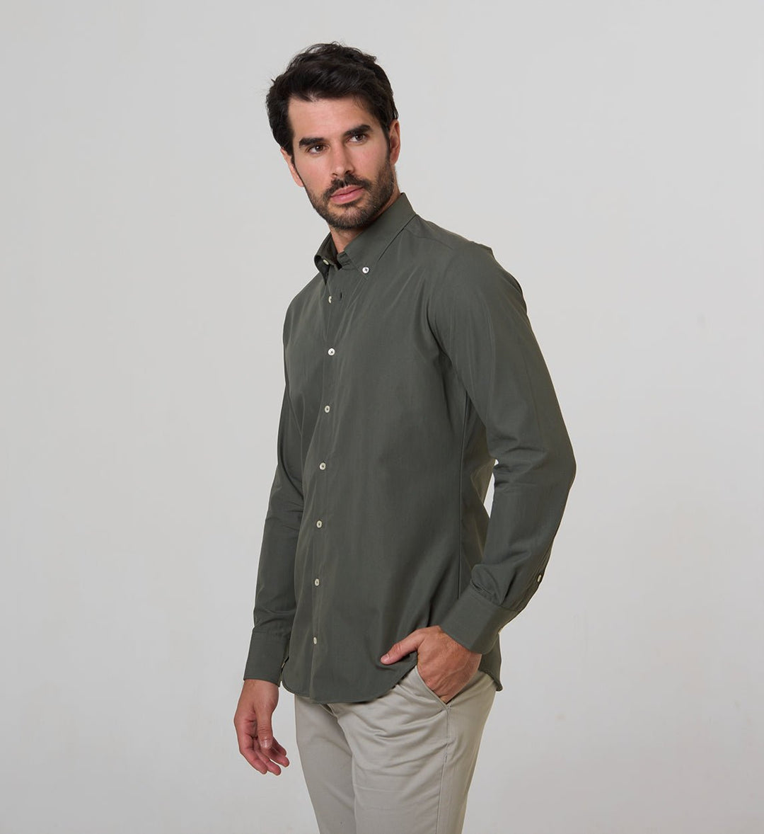 Camicie antisudore Casual Verde Kaki
