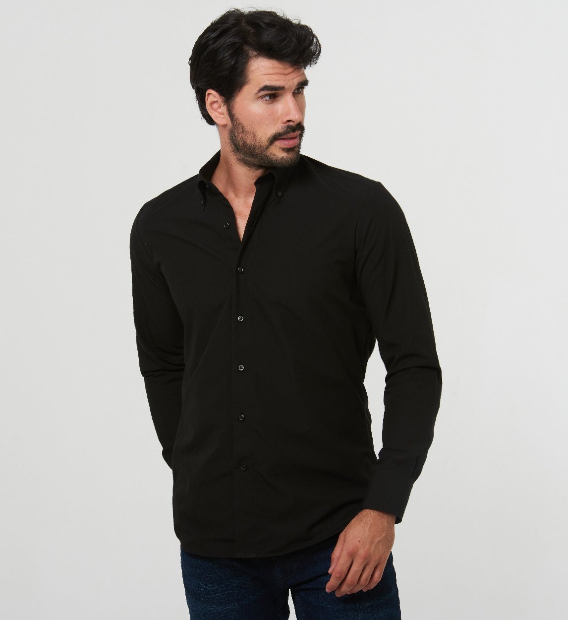 Camisa Antisudor Dri Casual Negra- Sutran Technology