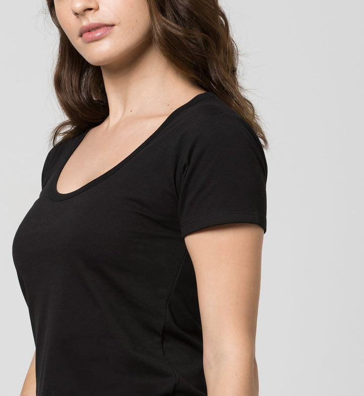Damen Anti-Schweiß T-Shirt mit weitem Ausschnitt, Schwarz