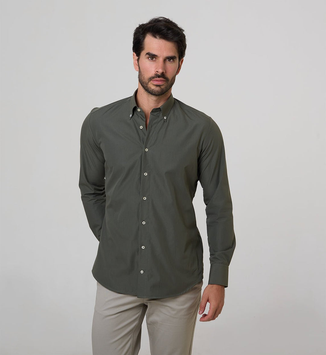 Camisa Antisudor Casual Verde Kaki