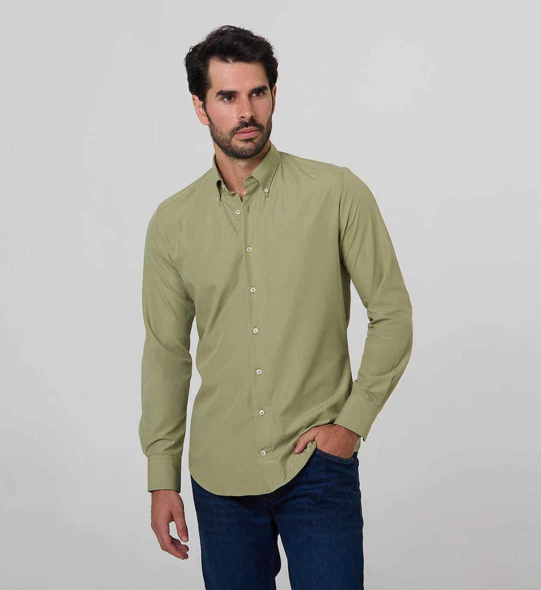 Camisa Antisudor Casual Verde Oliva