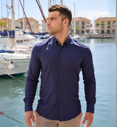 Camisa Antisudor Casual Teide Marino