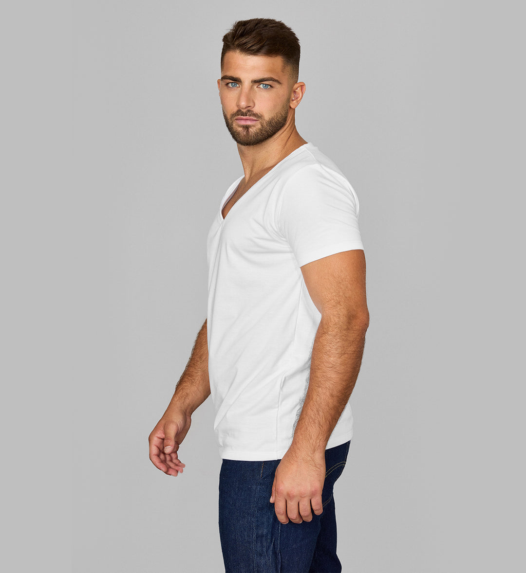 Camiseta Antisudor Cuello V Grande Blanco