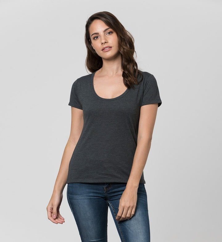 Camiseta Mujer Antisudor Cuello Grande Gris Marengo