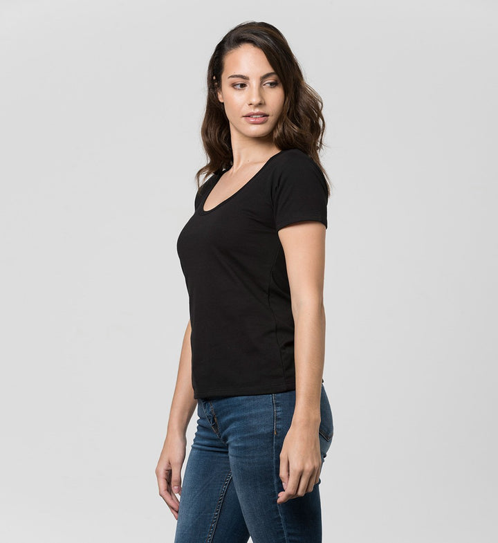 Camiseta Mujer Antisudor Cuello Grande Negra