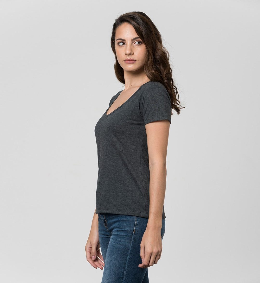 Camiseta Mujer Antisudor Cuello Grande Gris Marengo