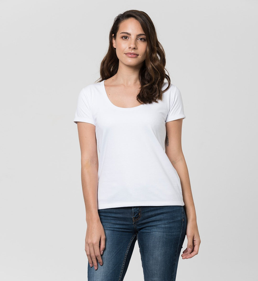 Dri Woman Big Neck White T-shirt