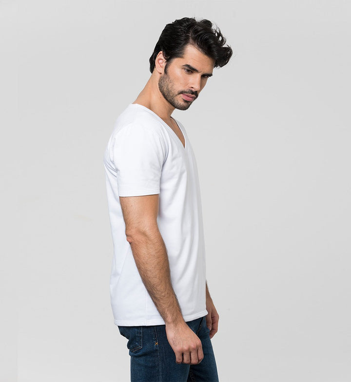 MaxDry V-neck T-shirt Large White extra underarm protection