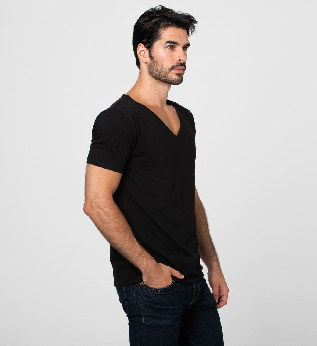 MaxDry T-shirt V Neck Large Black extra underarm protection