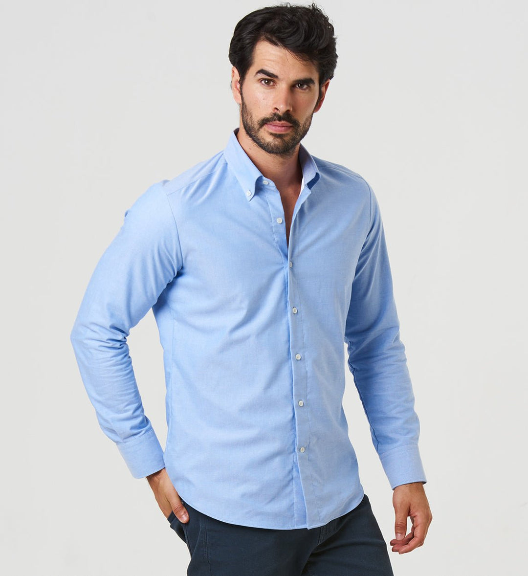 Camisa Antisudor Casual Oxford Azul